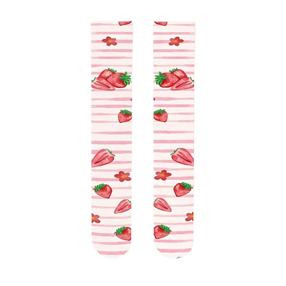Printed Silk Stockings Thin Women's Spring and Autumn Japanese Style Lolita Cute Animation Over-the-Knee Long White Velvet Socks