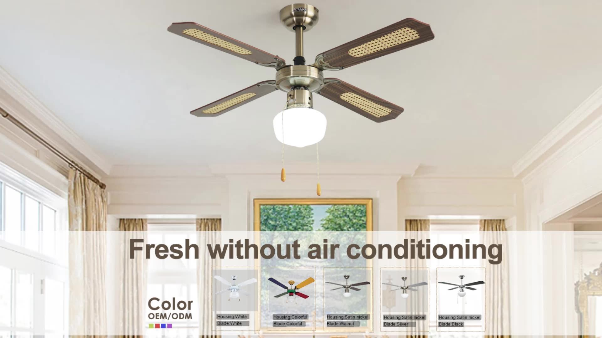 1stshine Ceiling Fan Traditional 4 Mdf Blades 110v Three Speeds