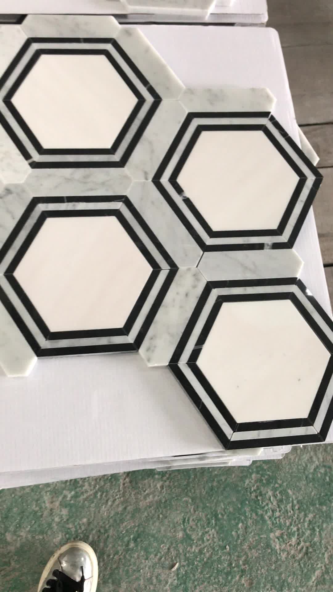 Popukar Design Black Gray White Marble Tile Hexagon Mosaic Buy Marble