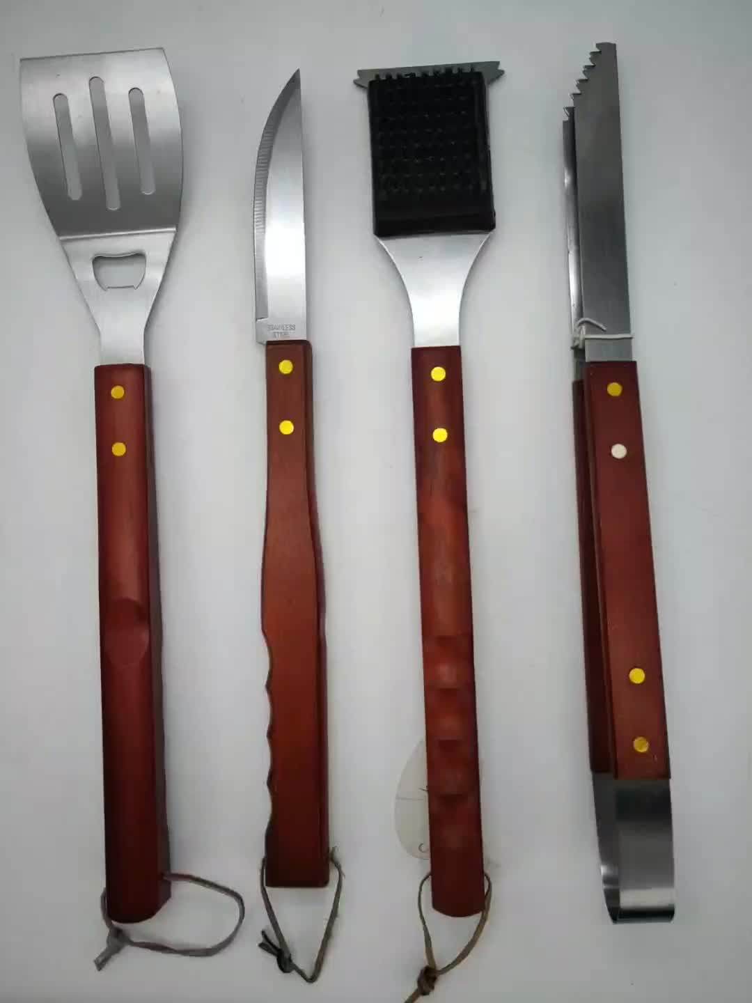 Grill Utensils Bbq Tool Set Wooden Handle Barbecue Kit Bbq Tool Set In Bbq Tools Buy Bbq Tool