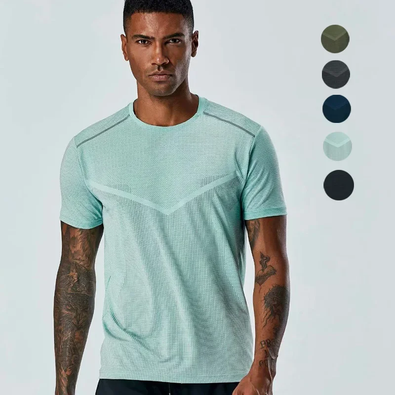 Amazon Explosions European and American Short-sleeved Sports T-shirt Men's Quick-drying Running Suit Training Jacket Fitness Wear Casual Wear