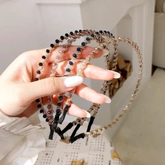 日韓簡約氣質串珠閃鑽水晶珠子化妝洗臉發箍女淑女優雅頭箍頭飾品