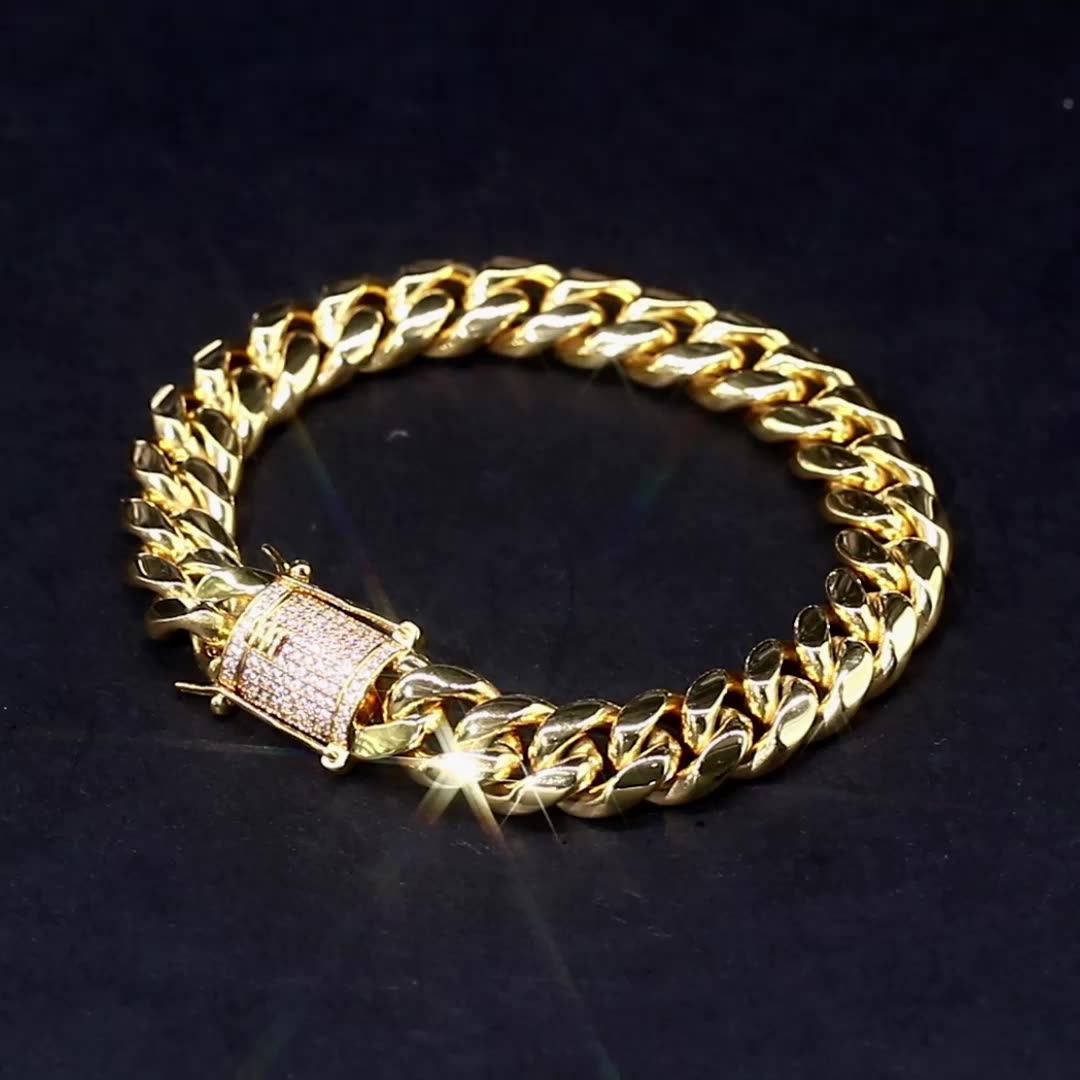 Miss Jewelry Wide 14k Dubai Gold Plated Bracelet Men,Hip Hop Luxury