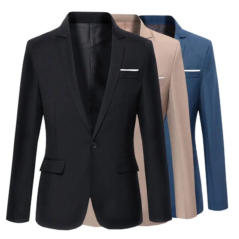 Casual Suit Men's Young and Middle-aged Business Korean-style Slim-fit Small Suit Men's Dress Jacket Single-style Western Top Black