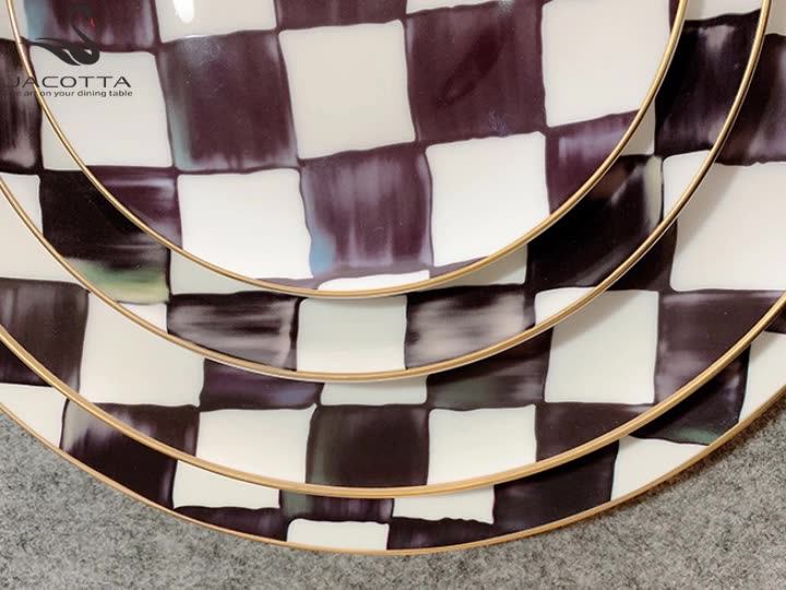 Black&white Checkered Design Bone China Gifts,Wedding Keepsake Plates