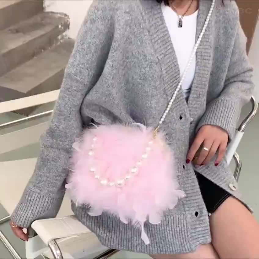 fluffy feather bag