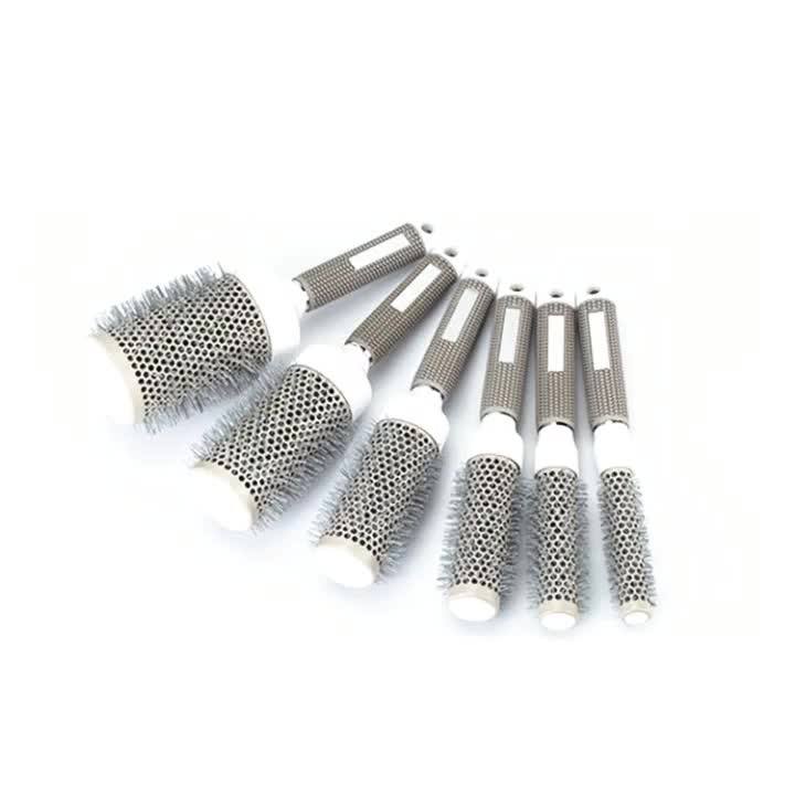 Ceramic & Nylon Round Hair Brush Quiff Roller Comb For Diy Hairstyle