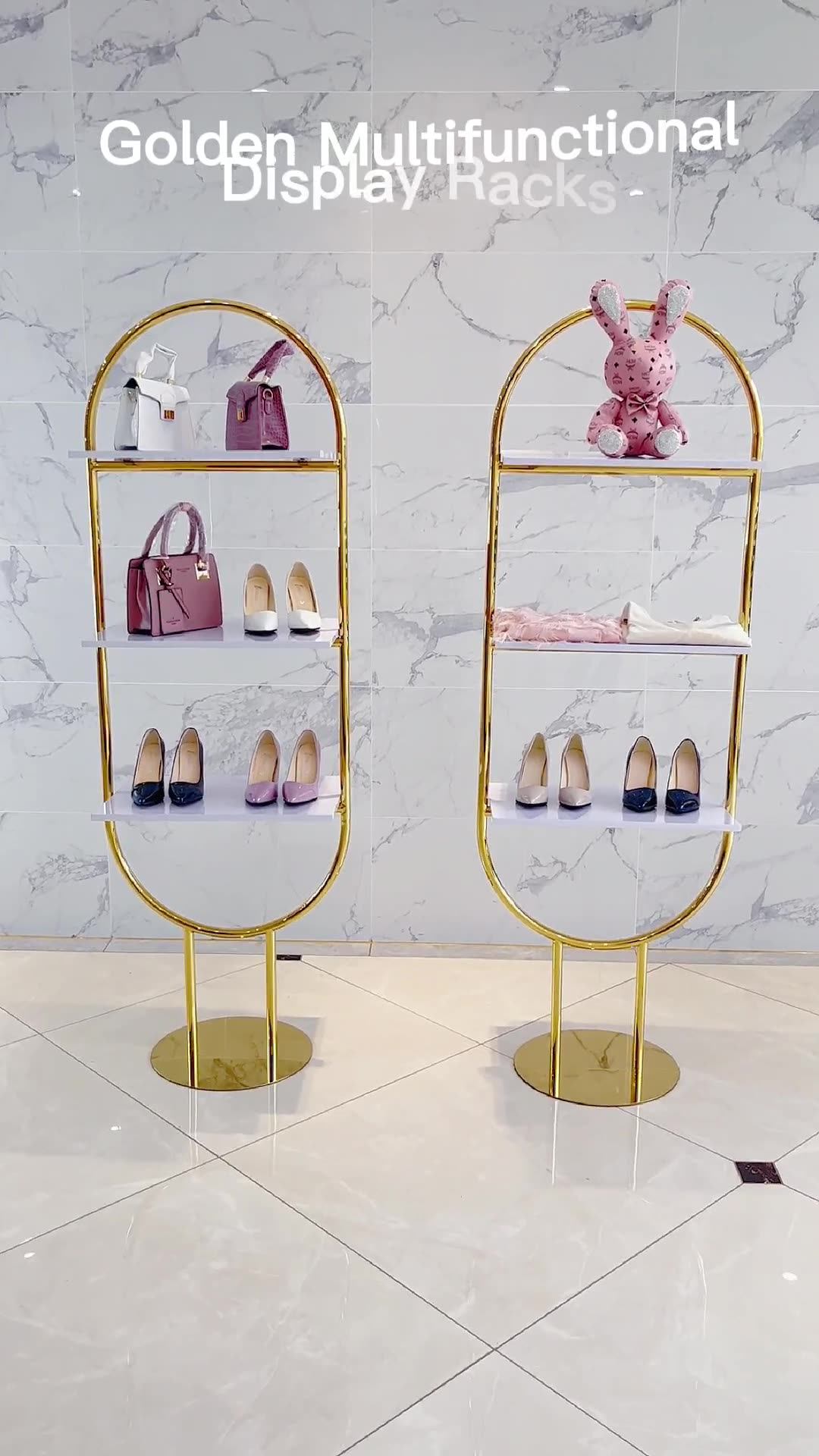 Multifunctional Bag Window Retail Store Metal Shoe Display Stand Holder