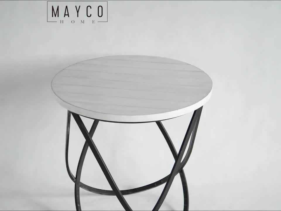 Mayco New Model Fancy Industry Style Modern Cheap Round Coffee Table Metal With Storage Shelf