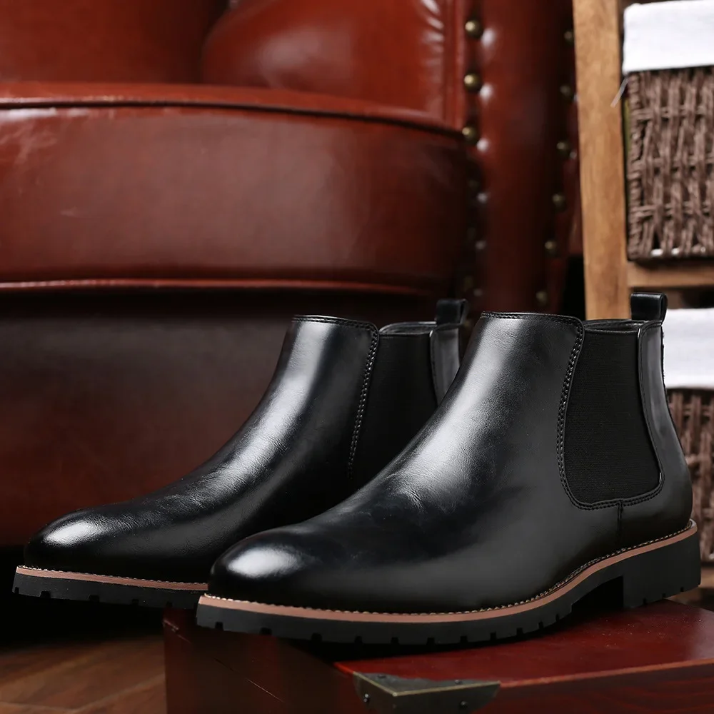 New Men's slip-on casual Chelsea boots Korean fashion short boots men's cross-border foreign trade plus size men's shoes boots