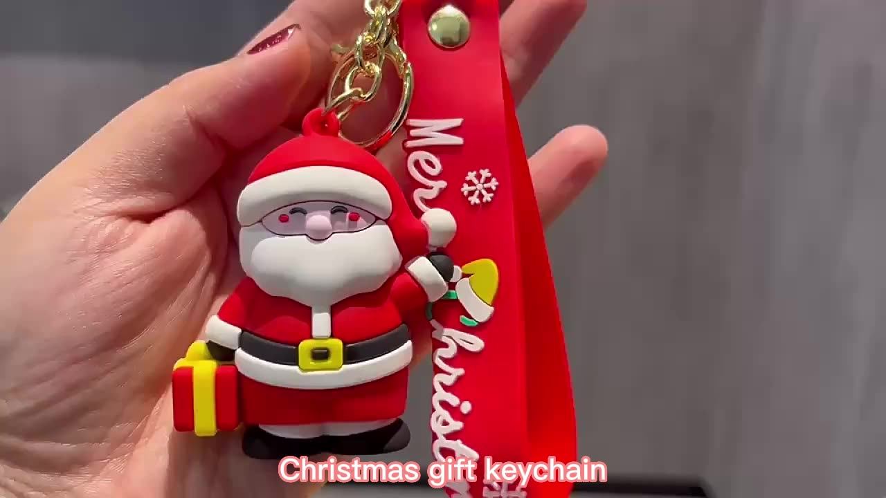 Custom Christmas Keychain Bag Charm - 3d Pvc Santa, Soft Iron, Oem