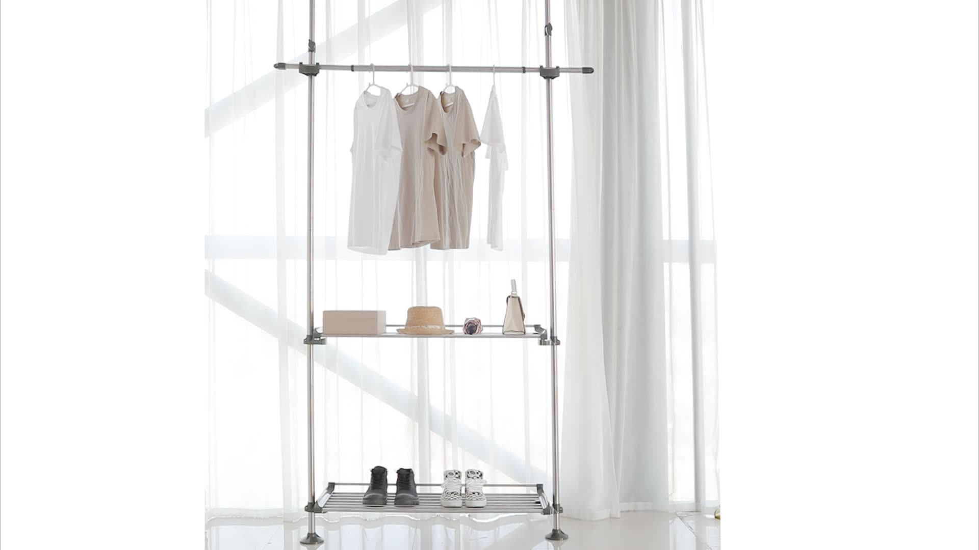 Baoyouni Metal Telescopic Organizer Shelf Tension Hanger Closet