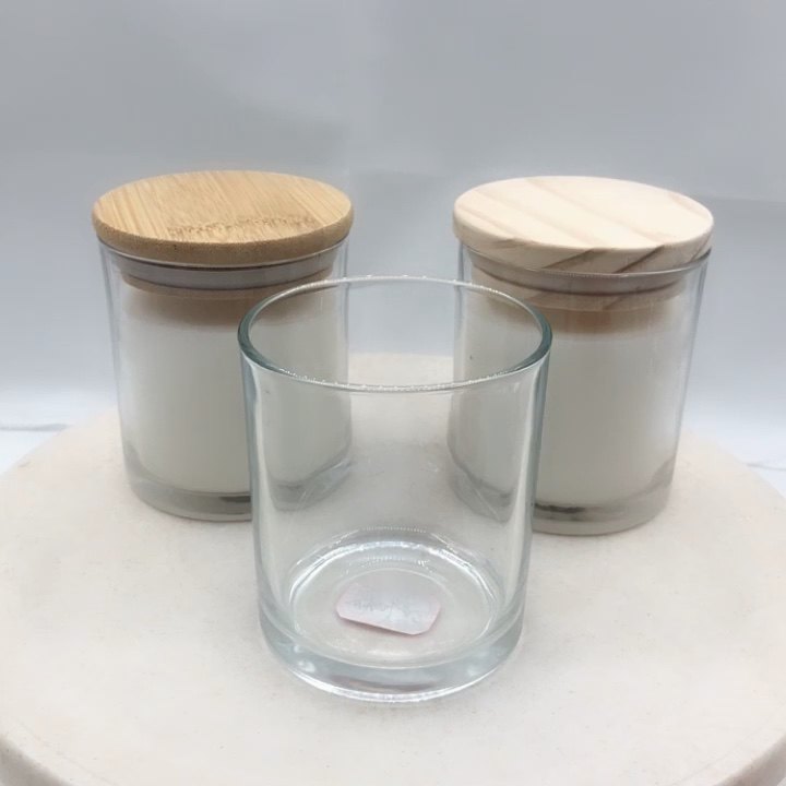 Clear Candle Jar Wholesale With Wooden Lid & Candle Holders For Home