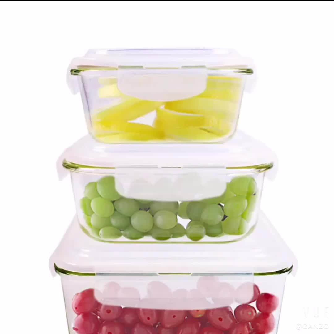 Heat Resistant Borosilicate Meal Prep Storage Lunch Box Glass Food