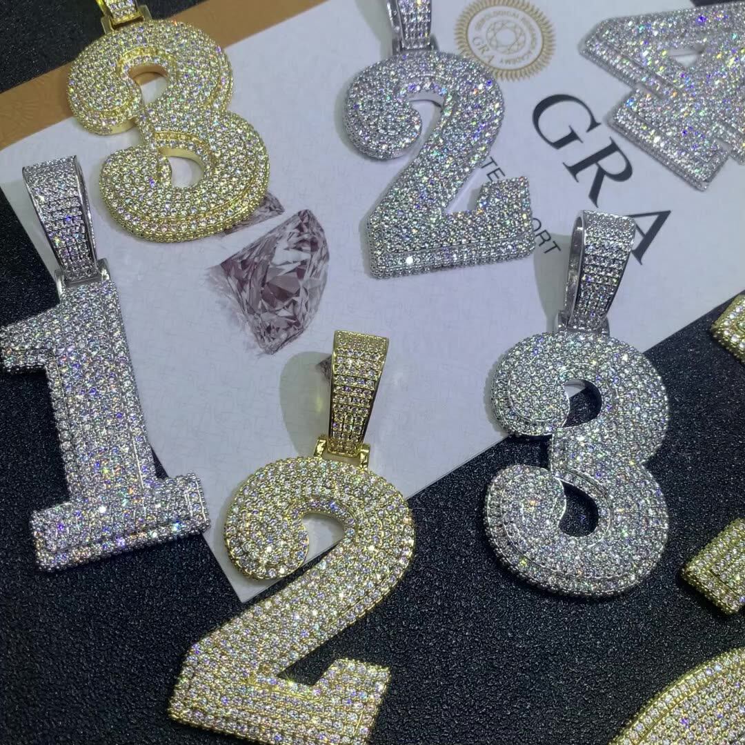 Diy Letter Initial Number 925 Sterling Silver Custom Moissanite Jewelry ...