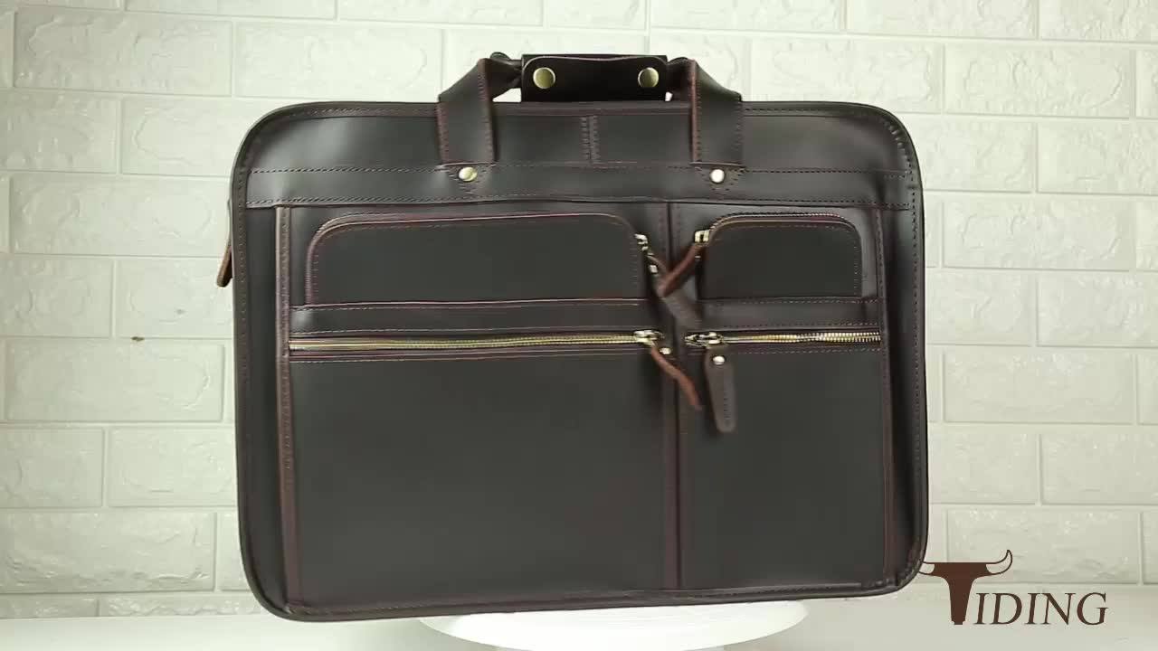 Tiding Best Selling Men Cowhide Vintage Leather Briefcase Messenger
