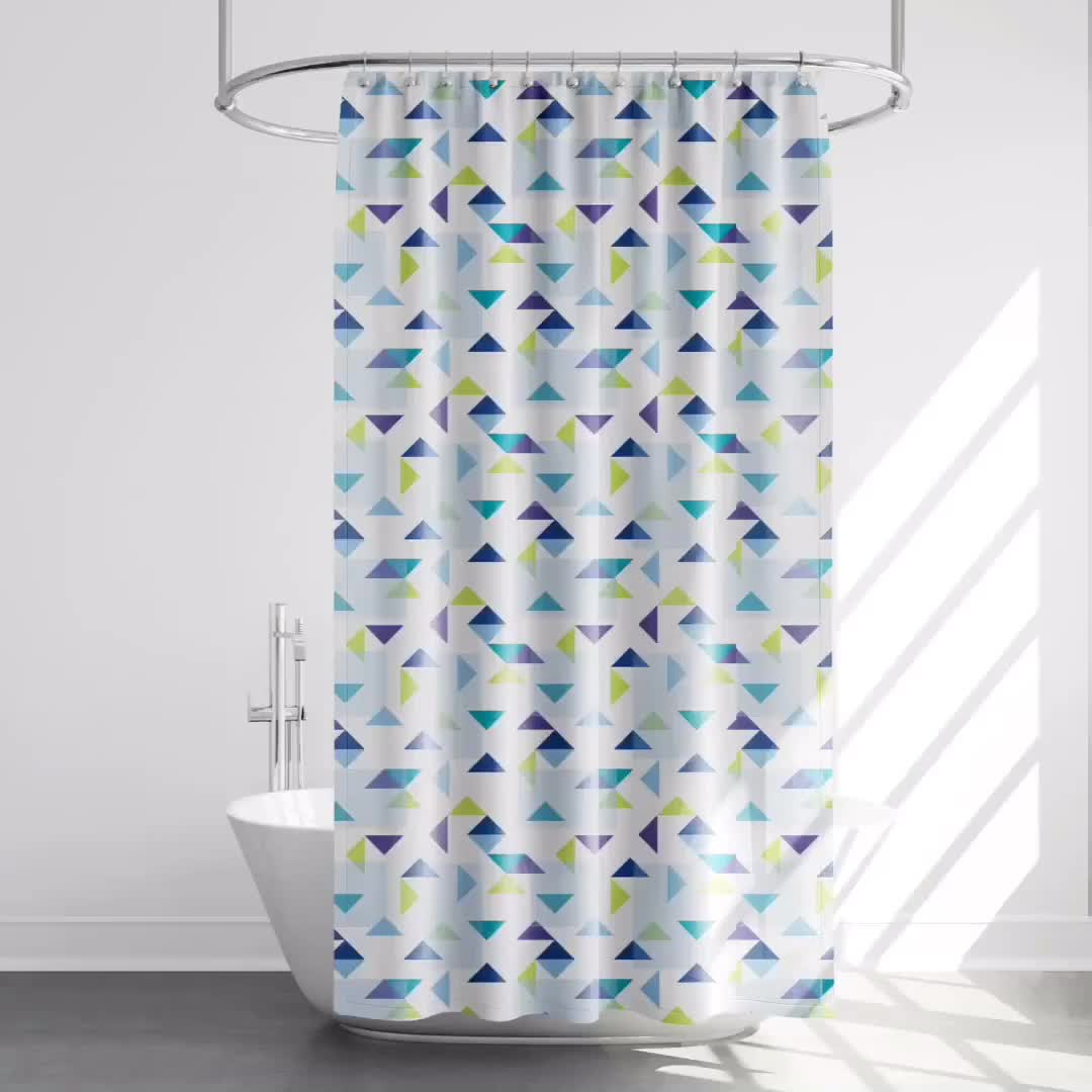 Monad Chinese Manufacture Blue Geometric Bathroom Decorative Set Shower
