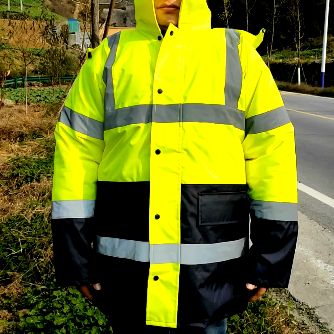 Hi Vis Viz Visibility Workwear Security Safety Fluorescent Hooded