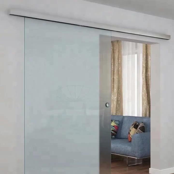 Classical American Hidden Frosted Tempered Sliding Glass Barn Door With