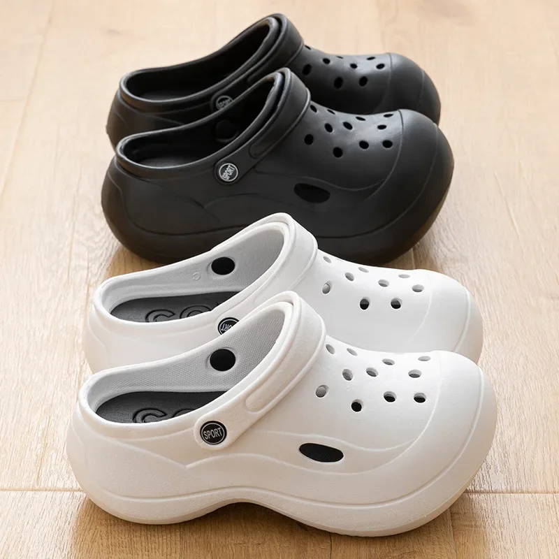 Туфли Croc на толстой подошве для женщин, весна и лето, верхняя одежда, высокие каблуки, обувь для пляжа, лёгкие, босоножки с плоским носком, садовая обувь