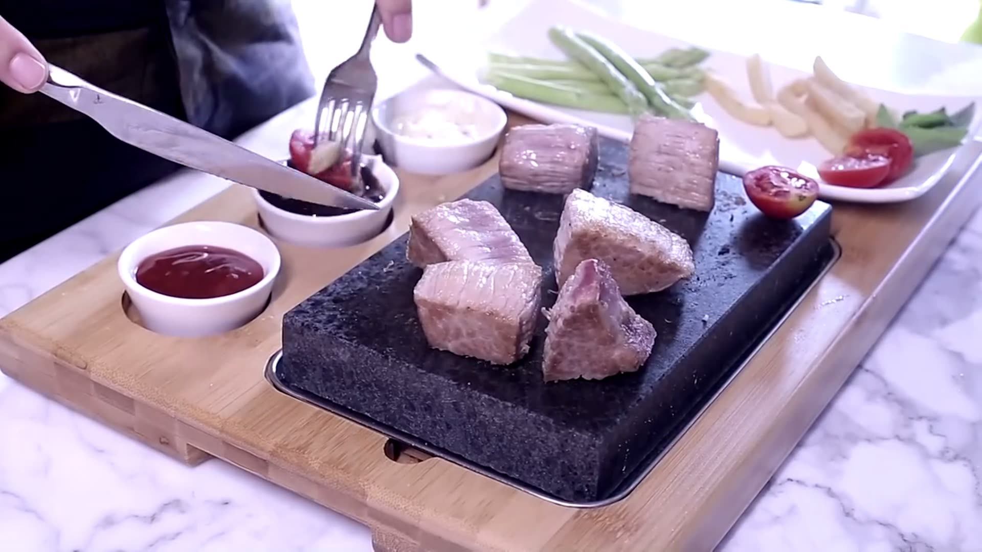 Cooking Stone Complete Set Lava Hot Steak Stone Plate Tabletop Grill