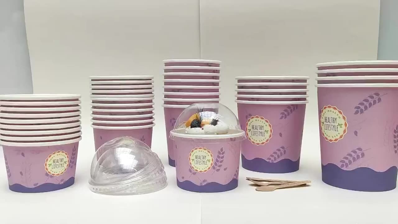 Custom Ice Cream Paper Cup 6oz 8oz 12oz 22oz Kraft Paper Ice Cream Cup