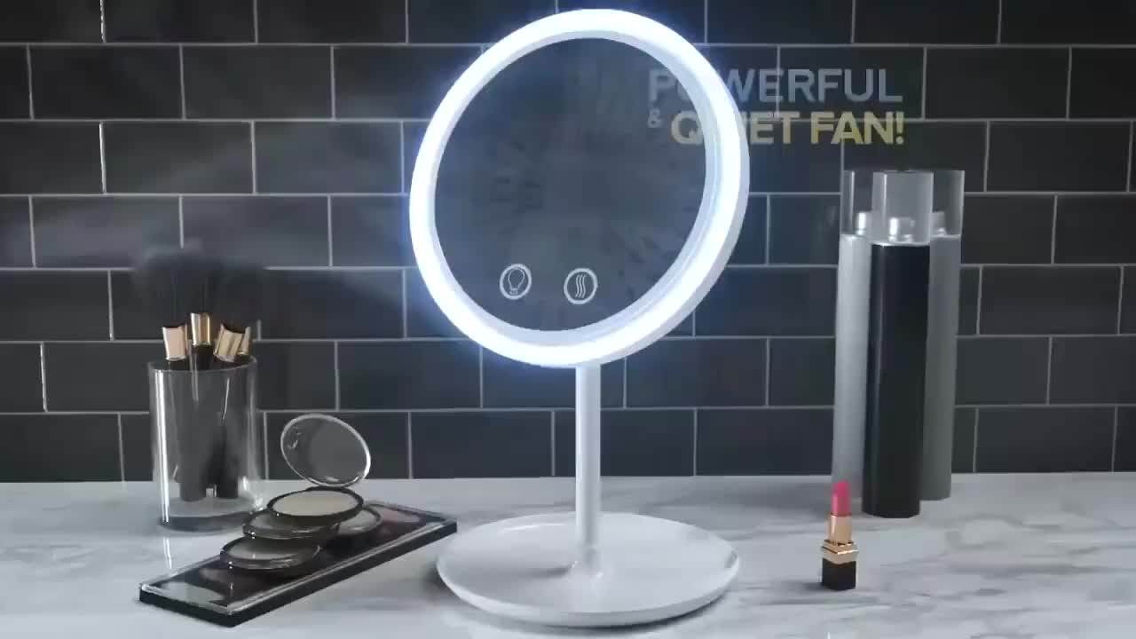 2021 Hot Product Led Light Makeup Cosmet Mirror Fan With 5x Magnifying