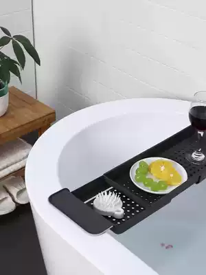 Bath storage rack powder room bathroom multifunctional bath basin mobile phone rack telescopic bath plastic storage drain rack