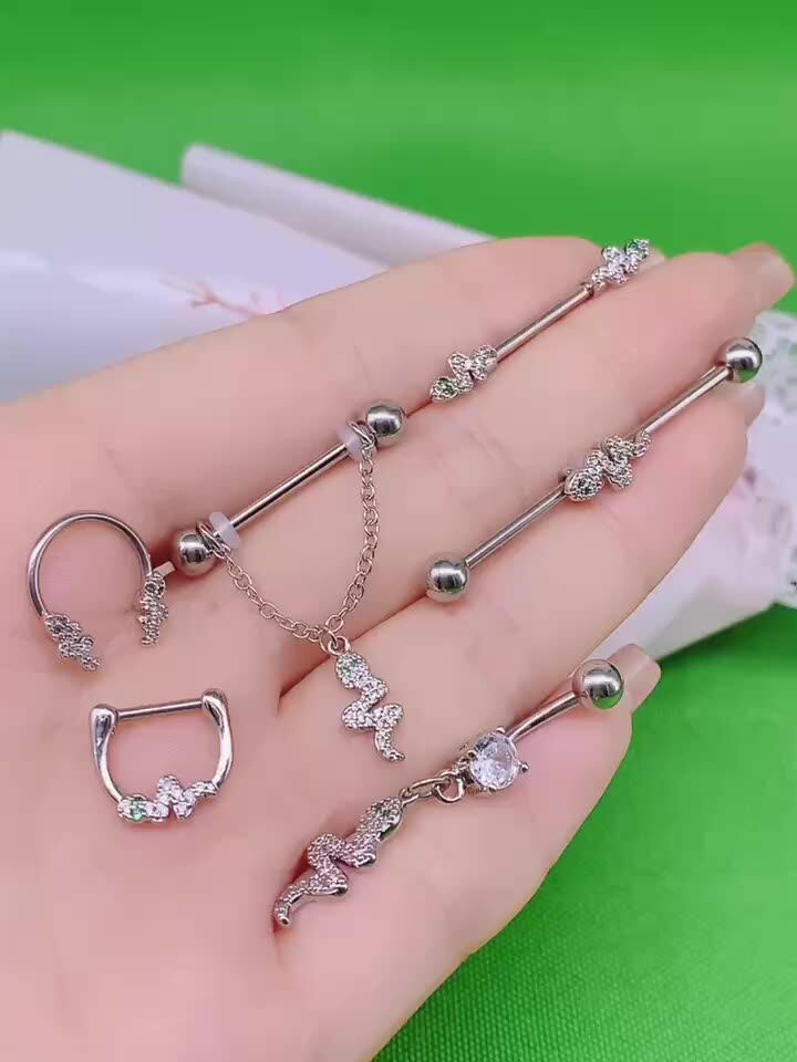 Gaby Fake Piercing Faux Nose Ring Bear Heart Bunny Butterfly Nose Cuff