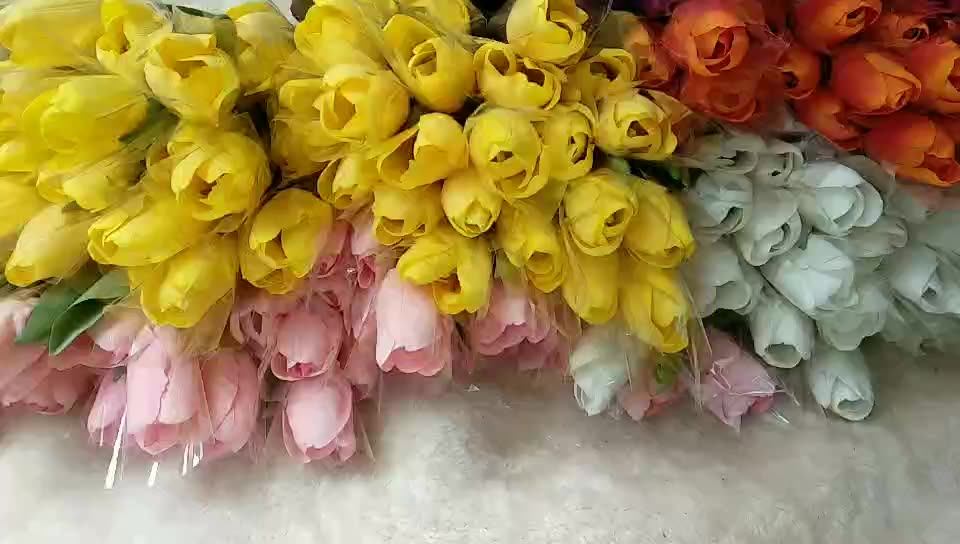 Hot Sale Artificial Silk Flowers Tulip Latex Coated Real Touch For Home Wedding Party Decoration
