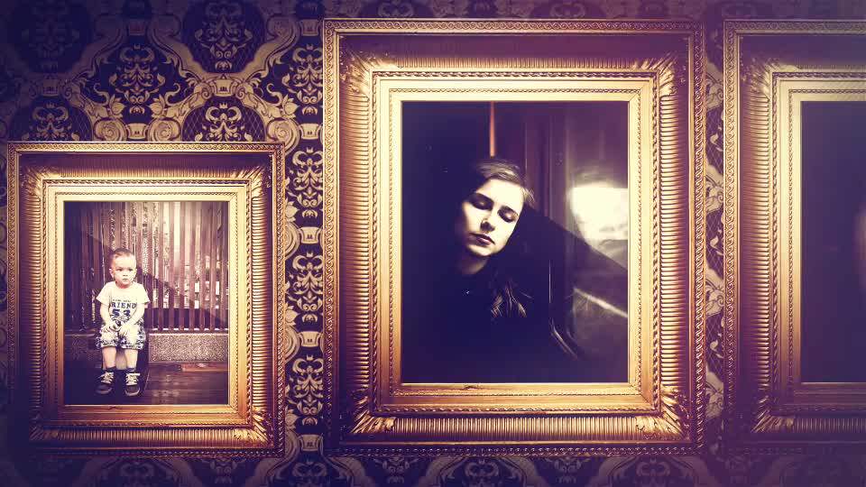 AE模板 奢华欧式质感大气金色金属相框照片墙展示电子相册宣传片