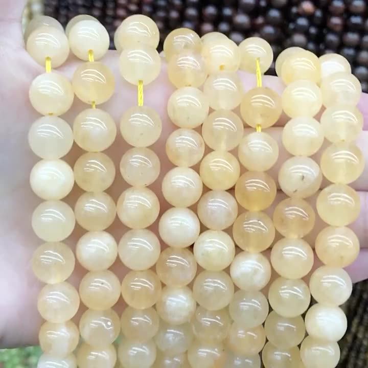 Natural Yellow Topaz Stone Beads Round Loose Spacer Beads 4/6/8mm Fit