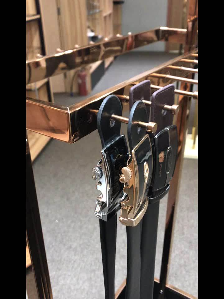 Rose gold belt display rack Belt display props Stainless steel rotating Nakajima high-grade multi-layer belt storage rack