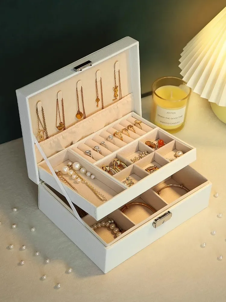 Jewelry storage box high-end exquisite multi-layer light luxury 2022 new necklace bracelet jewelry nail earrings collection box