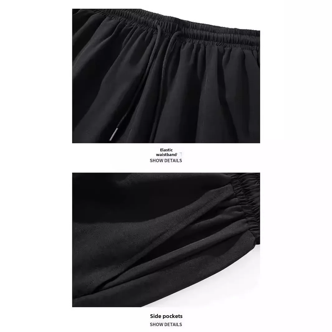 Casual Shorts Men's Summer Thin Sport Mid-Length Pants Loose Fat Man Plus Size Ice Silk Five-Quarter Men's Pants 