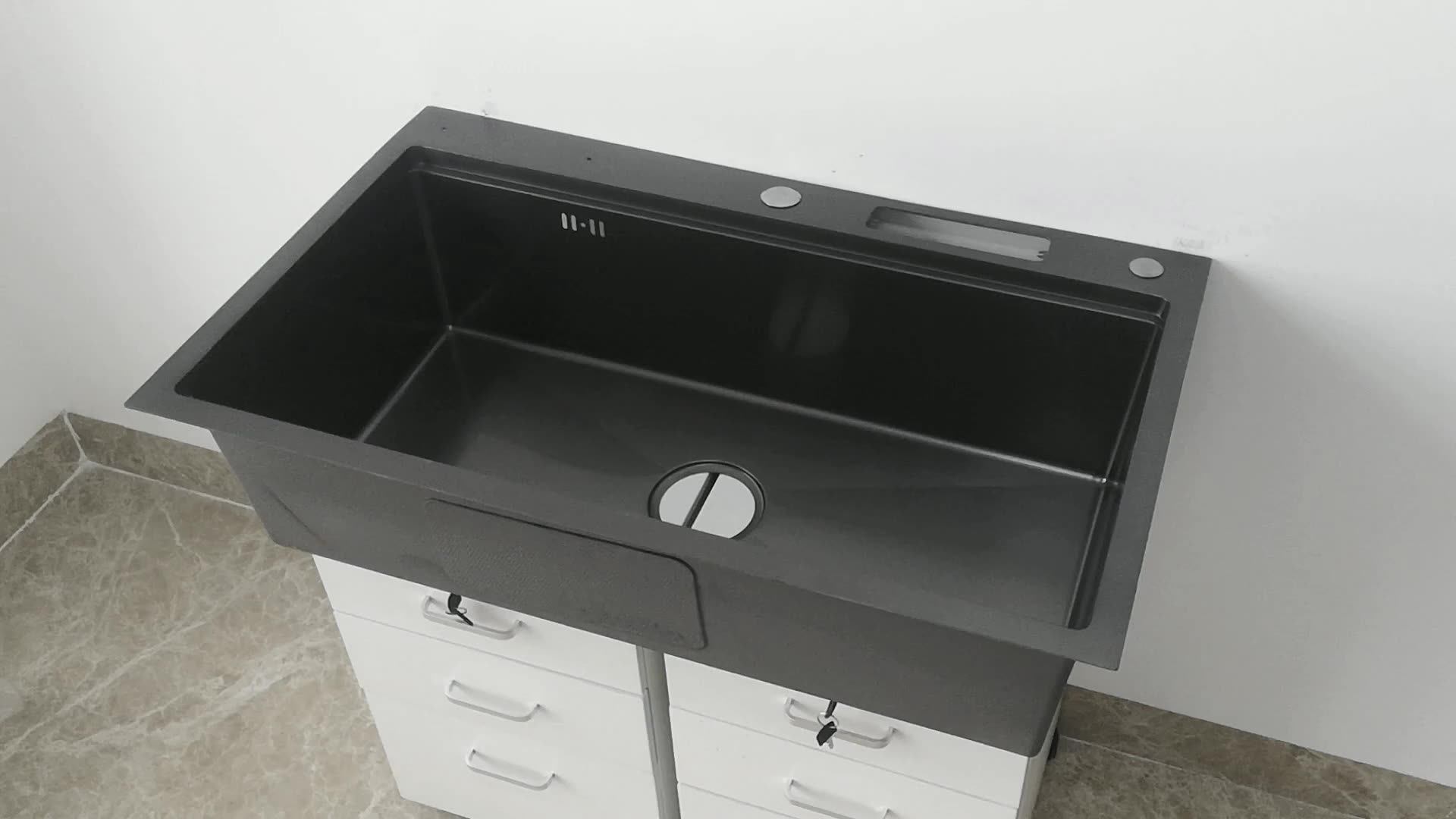 Inox Turkey Floor Luxury Black Stainless Sink Bowls Gold Clips