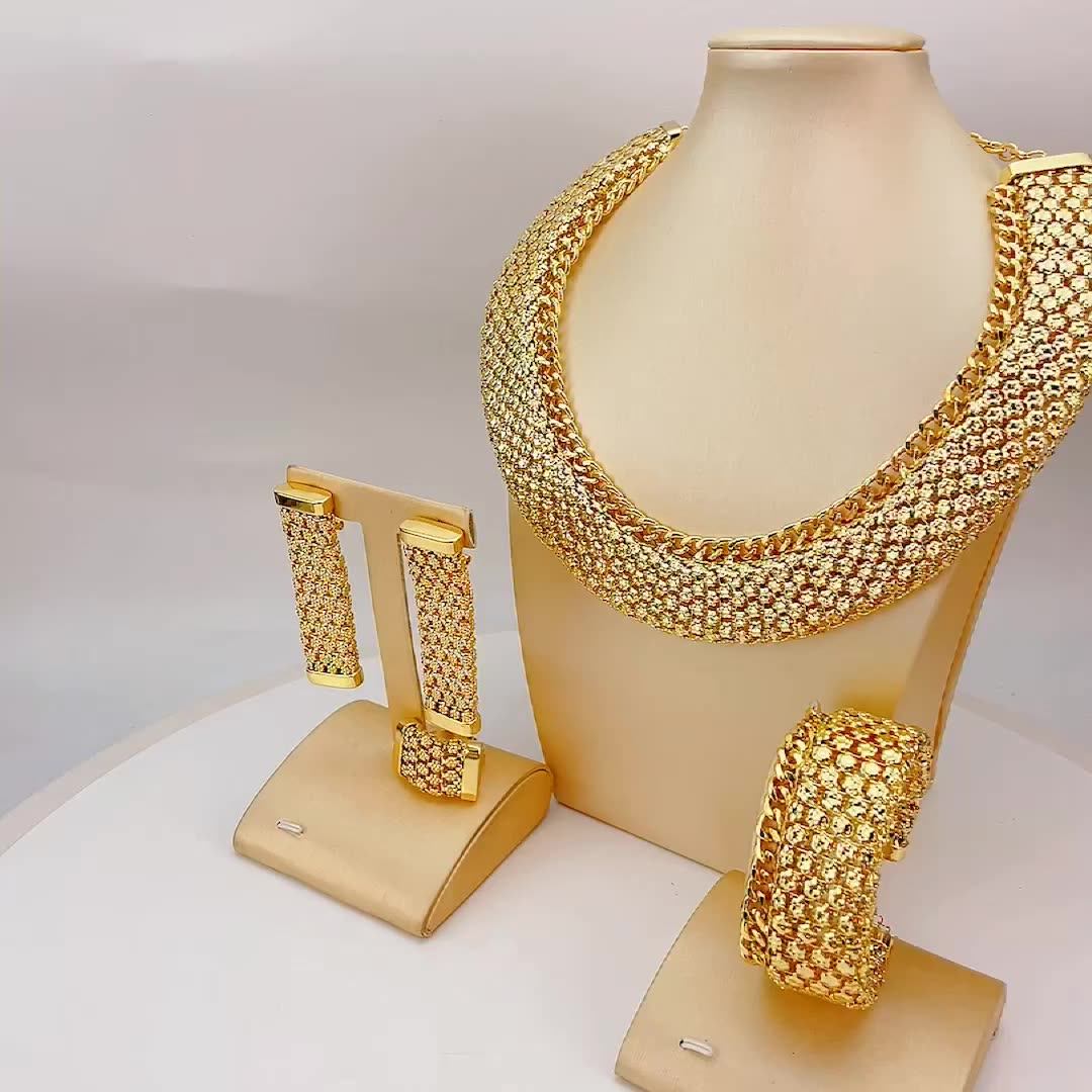 Yuminglai Brazilian Jewelry Set Including Bracelet Necklace Earrings