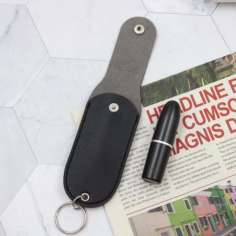 Simple Black Lipstick Lipstick Box Portable Pendant Keychain Lipstick Storage Bag Scissors Storage Bag