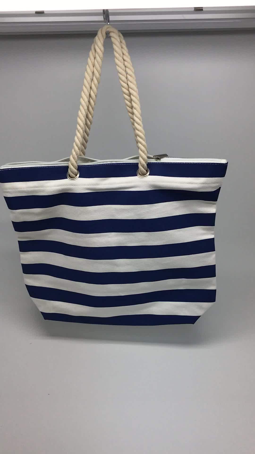 Wholesale Rope Handle 12oz Canvas Cotton Tote Beach Bag Factory Buy