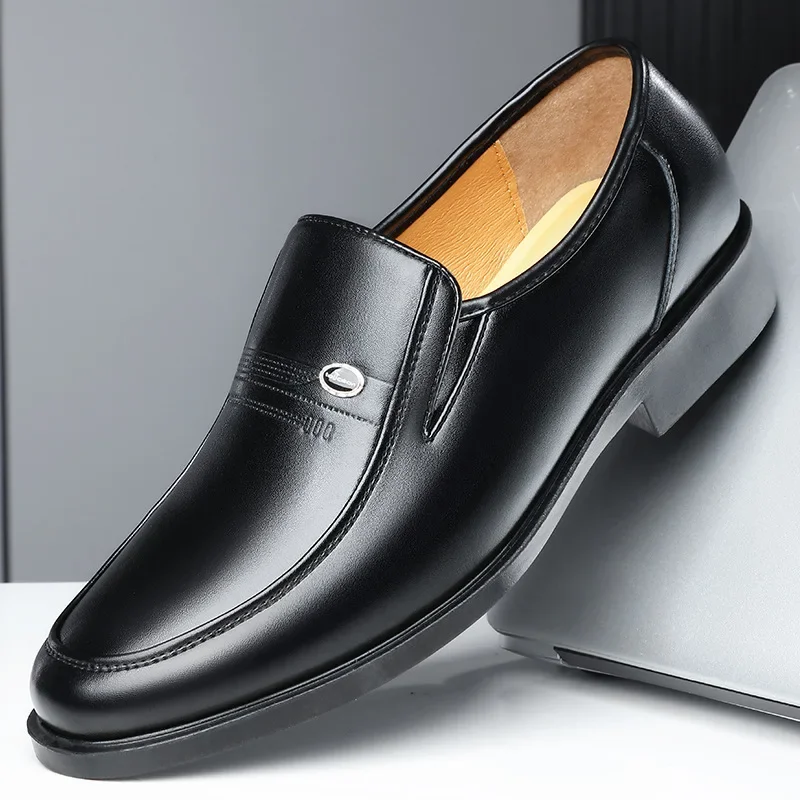 High-quality real soft leather men's business formal leather shoes men's non-slip breathable middle-aged father leather shoes men