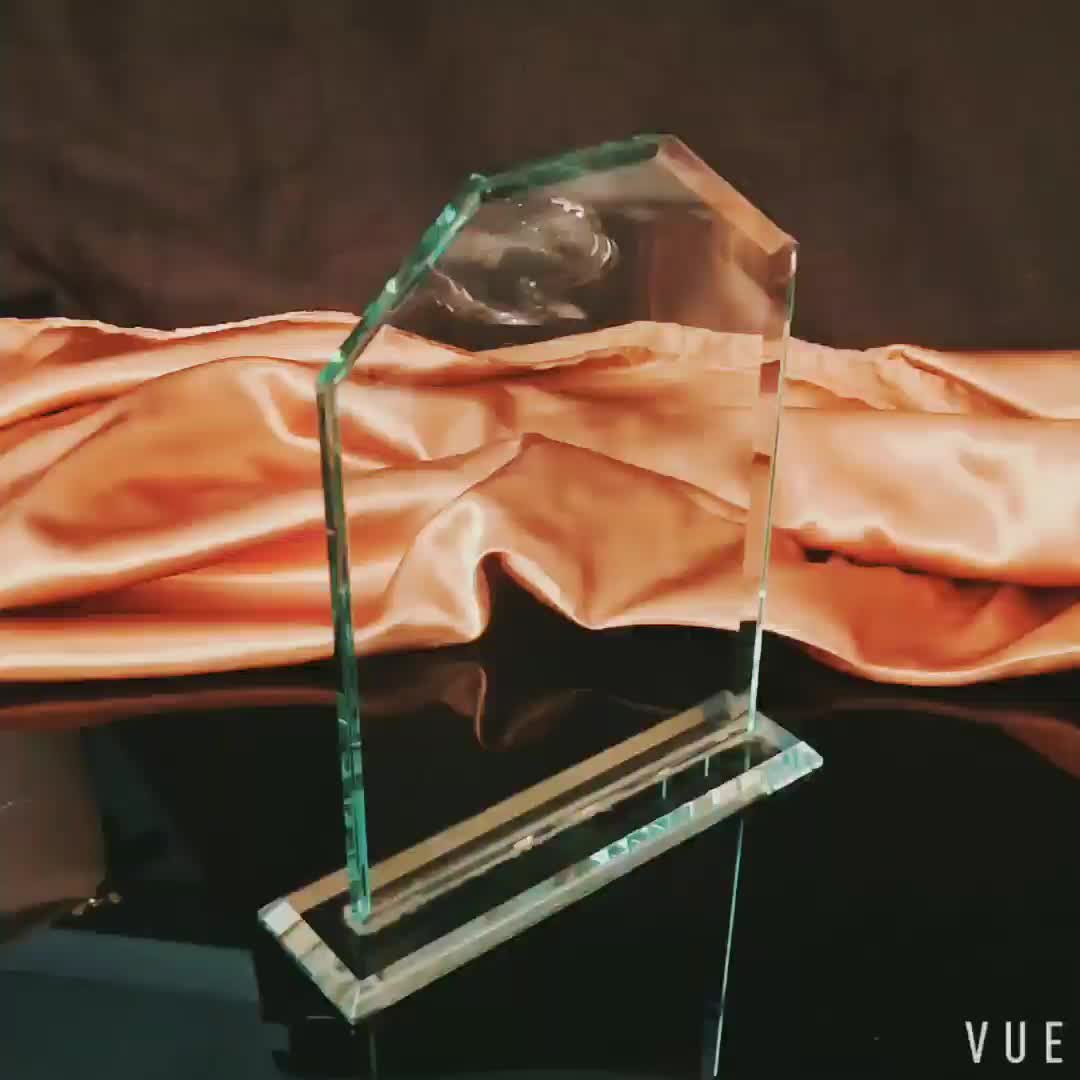 Engraved Glass Trophy Polished Jade Glass Trophy Award Glass Trophy