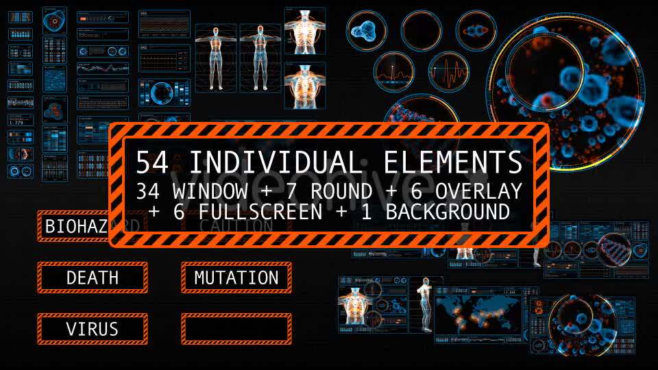 最新54组高科技医学生物人体地图技术研究虚拟电子屏幕HUD高清视频素材 可循环 5.231-天天素材网
