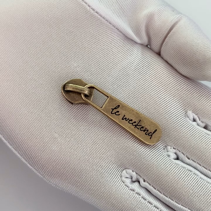 Black Enamel Decorative Metal Zipper Pull With Logo For Bags Buy