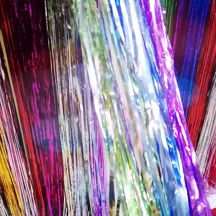 Wholesale Birthday Wedding Tinsel Backdrop Metallic Foil Curtain Party
