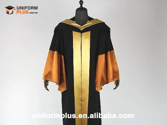 Customized Golden Academic Diploma Graduation Gown And Regalia Robe ...
