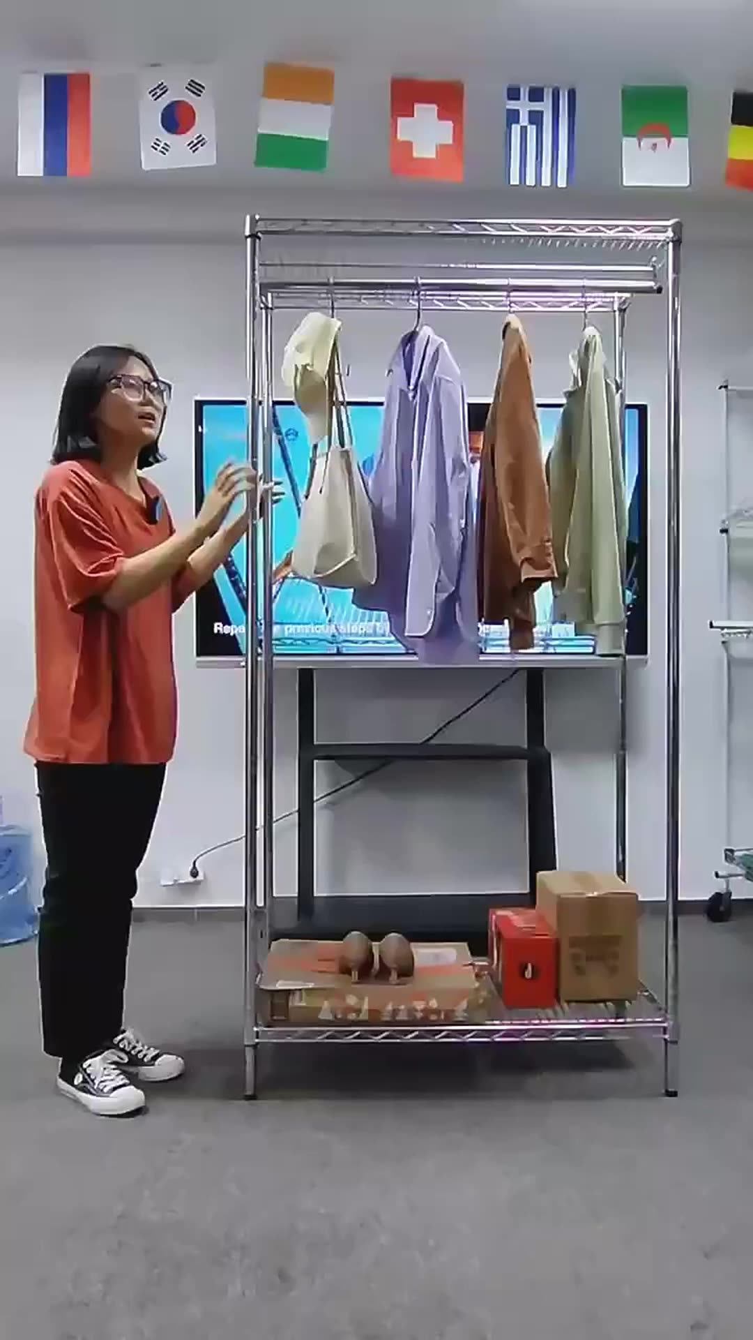 Big Size Wardrobe Wire Clothing Rack 6 Shelves Heavy Duty Garment ...