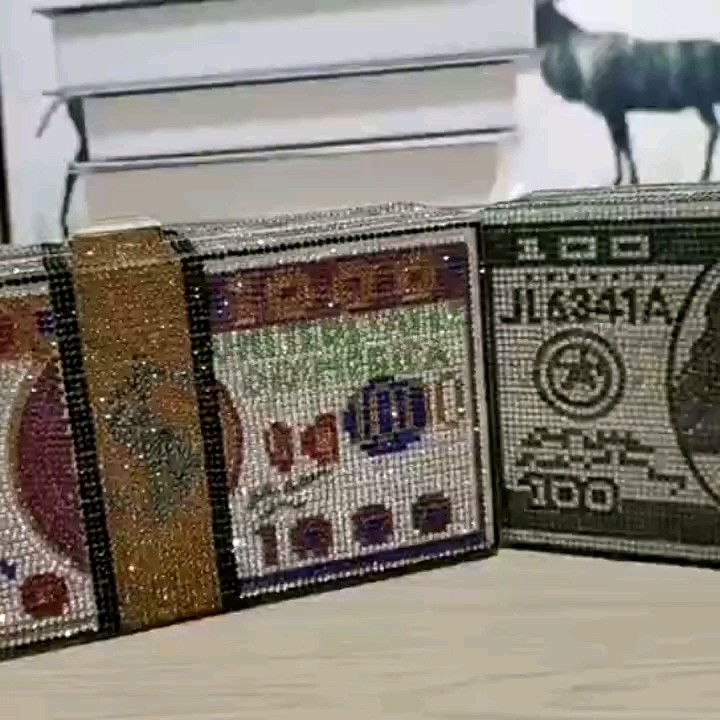 Pink Money Clutch Luxury Crossbody Purse Dollar Stack 10,000 Ten