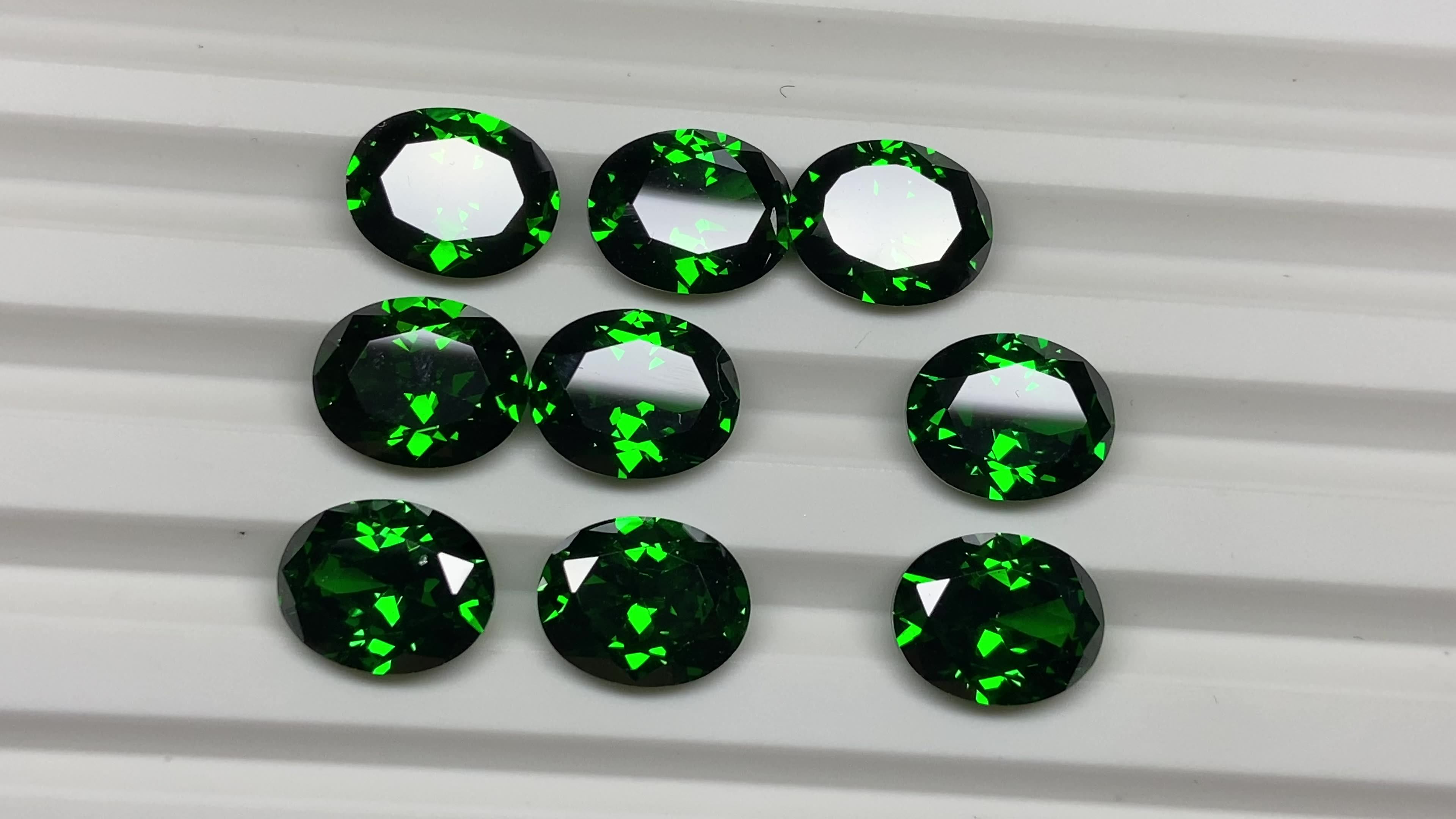 Green Gemstone Oval Synthetic Emerald Loose Zircon Stone Buy Oval