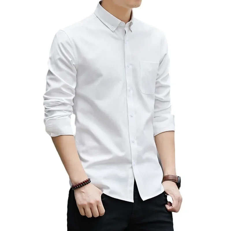 Men's Long-Sleeve Shirt, Slim Fit, Korean Style, New Basic Top, Trendy Shirt, Stylish Top, Size Clothing