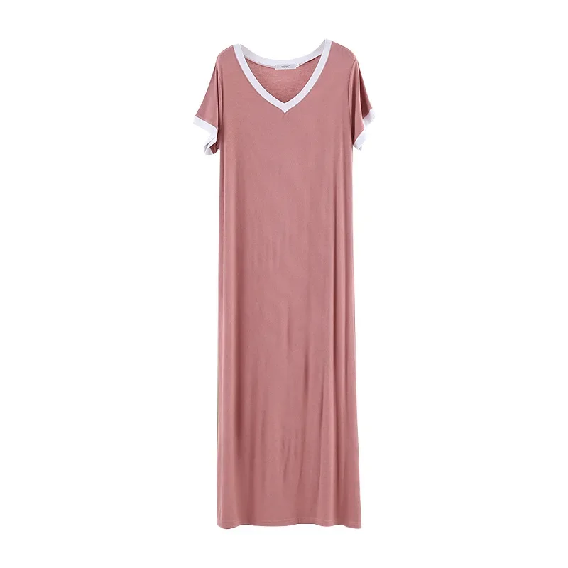 Summer New Modal Cotton Long Dress Women's Korean-style Loose Slimming Ankle Large Size Dress Over-the-knee Casual Dress